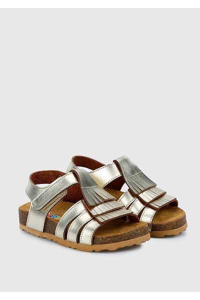 Kiddo Gold Leather Flat Sandals for Girls