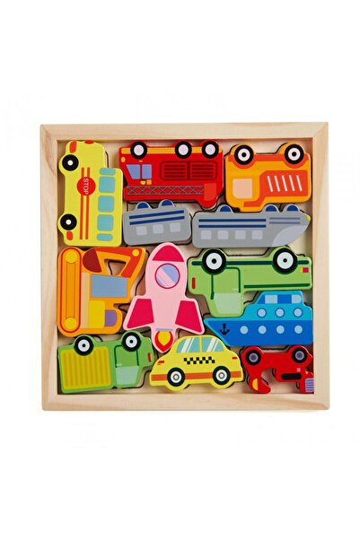 MomKi Ξύλινο Παζλ με Αυτοκινητάκια, 12 τεμάχια, Momki