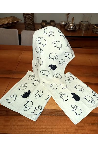 yörük tuhafiye 30X50Cm. Official Printed Cream Kitchen Towel Set with Pattern and Including Tea Towel 3