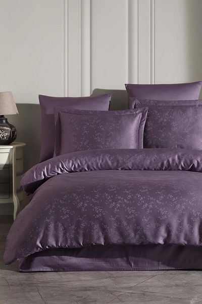 VAROL Σετ Παπλωματοθήκη Liyosel Jacquard Διπλό - Eva Plum