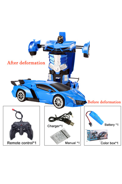 Choice3 سيارة كهربائية زرقاء 2 في 1 تعمل بالتحكم عن بعد، روبوتات تحويل، سيارة...