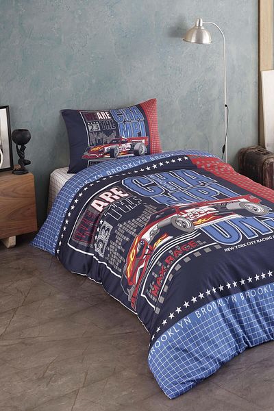 VAROL Set cuvertură de pilota pentru tineret din satin 100% bumbac - Race