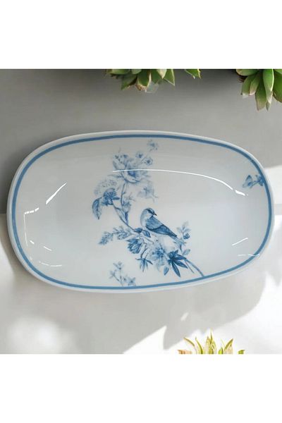 FAYA HOME Gural Porcelain 2 Pieces Bird Pattern 29 cm Boat Plate 1891