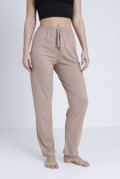 DONEX Cotton Thin Breathable Fabric Ribbon Waist Detail Solid Pocketless Women's Pajama Bottoms