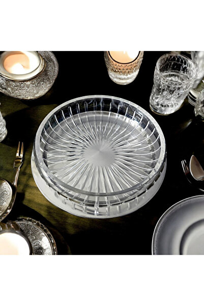 AYZ HOME Salad Bowl with Crystal Glass Tray - Tableware Presentation Bowl with Plate