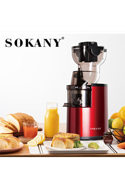 SOKANY آلة عصر بطيء، عصارات باردة، إنتاج عصير عالي للفواكه والخضروات - أحمر