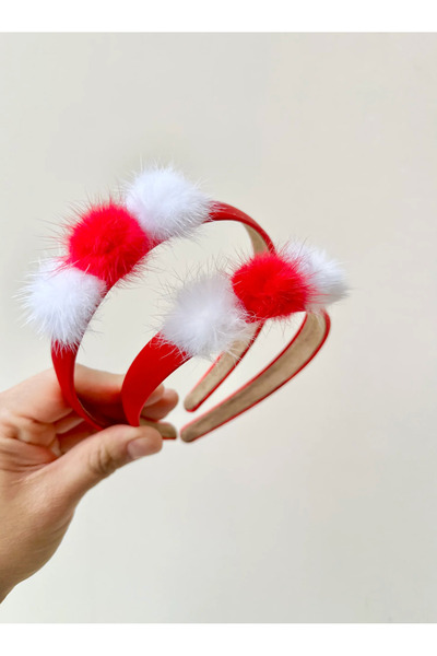 chipiques 23 April Concept Red and White Pompon Satin Crown