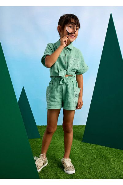 MAYORAL 3210 Girl's Muslin Shorts Set