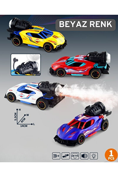 TUENGİ STORE Pilli Işıklı Sesli Buhar Çıkaran Metal Araba Die Cast Duman Atan...