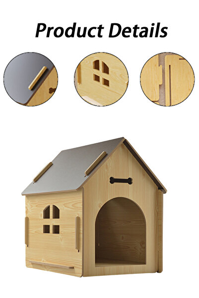 KidLe بيت الكلب بيت خشبي للحيوانات الأليفة مع سقف للكلاب في الداخل