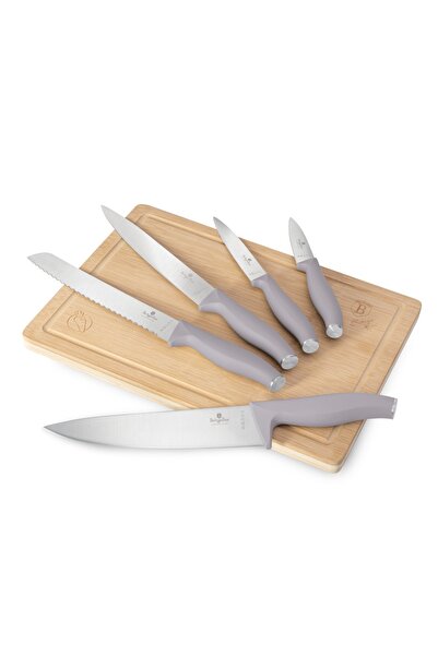 Berlinger Haus Set de 6 cuțite cu tocător din bambus Taupe BH 2967