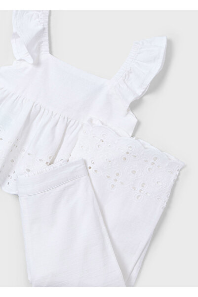 MAYORAL Girl's Perforated Bottom Top Set Ecru 3561