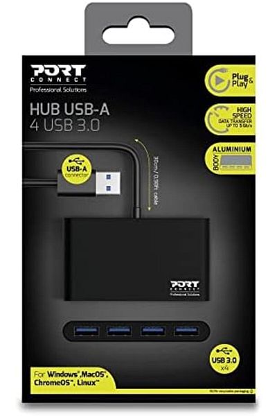 PORT DESIGNS 900121 Usb 3.0 Hub With Plug & Play Installation with 4 USB Ports