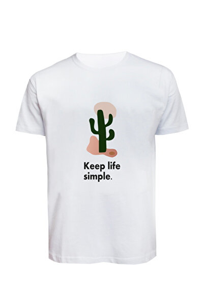Baran Işık Unisex majica sa kaktus printom "Keep Life Simple", pamuk, češljan...