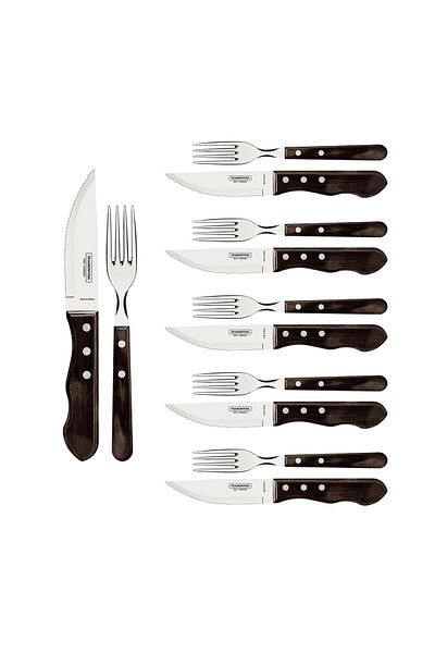 TRAMONTINA Jumbo steak knife and fork set, 12 pieces Tramontina 29899239 made in Brazil