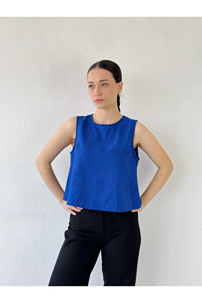 Retrobird Top scurt fără spate pentru femei Saks Blue