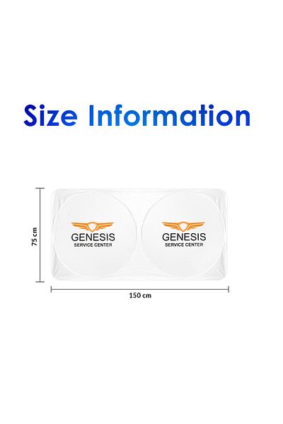 Genesis مظلة شمسية للزجاج الأمامي للسيارة، مقاس 150×75 سم، قابلة للطي، مقاومة للأشعة فوق البنفسجية، للزجاج الأمامي