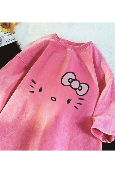 Touz Moda Μπλουζάκι με στάμπα Kitty Face Oversize