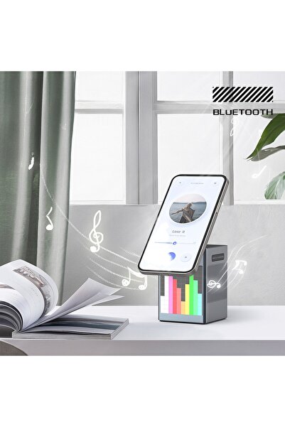 Mioji Mio Cube 5 Saatli ve BT Kablosuz Hoparlörlü 5in1 Telefon Tutucu - Gri