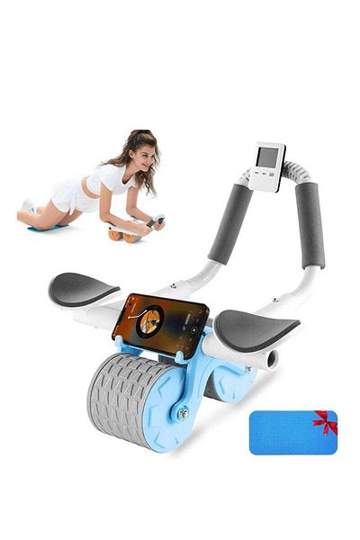 COOYA Abdominal Wheel, Automatic Rebound, With Elbow Support and Timer, For Men and Women, Forliving Room