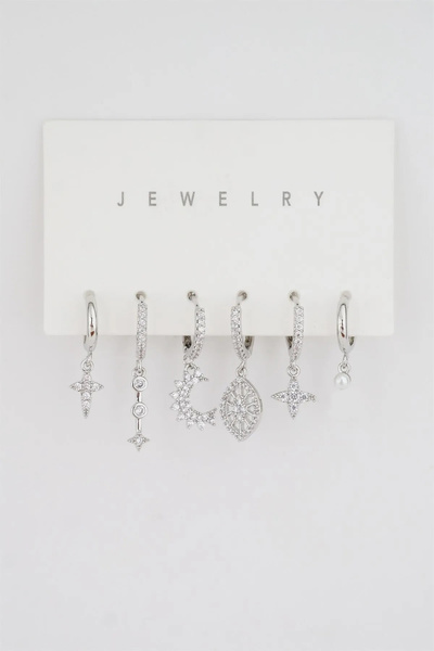 By Zeyna Aksesuar Kadın Kararmaz Altın Kaplama 6'lı Küpe Set