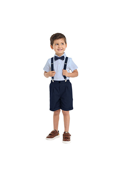 Victor and Jane Blue Shorts And Braces Set With Shirt And Bow Tie