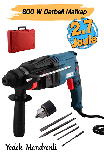 Badem10 Sds Plus Darbeli Matkap 800 W Metal Beton Ahşap Kömürlü Delme Kırıcı Delici 2.7 Joule Pnömatik