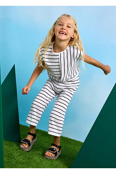 MAYORAL Girl's Striped T-Shirt Pants Suit White 3559