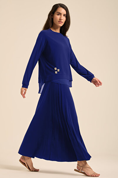 Ceremony Σετ με λεπτομέρεια από πέτρα & σιφόν με πλισέ εφέ άμμου