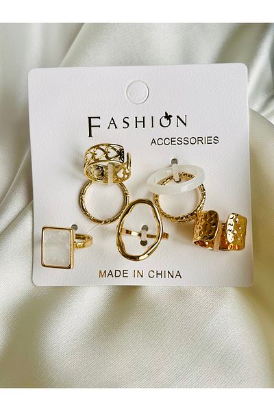 COCOSH TAKI Gold Color Multiple Adjustable Modern Ring Set