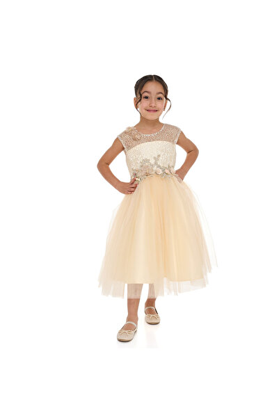 Victor and Jane Champagne Lace And Tulle Dress