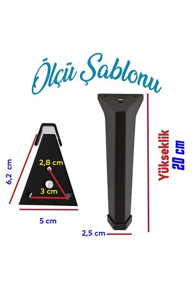 Badem10 Vera 20cm Picioare Mobilier Unitate Baza Fotoliu Picior Masuta de cafea Masuta Puf Scaun Picioare Metalice Negru