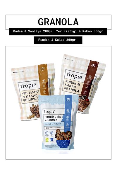 FROPİE Fropie Almond & Vanilla - Peanut & Cocoa - Hazelnut & Cocoa Granola Set of 3