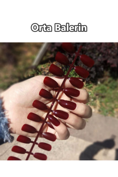 Easy Beauty 24 Adet Renkli Balerin Takma Tırnak Orta Uzun 3 Alana Yapıştırıcı...