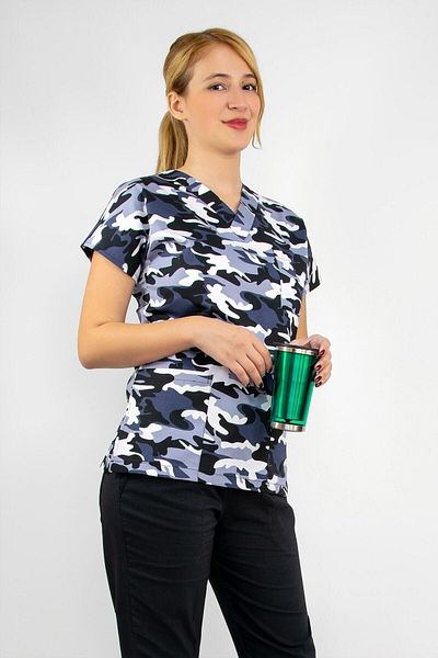Nur Medikal Giyim Tricou unisex cu model de camuflaj din Lycra