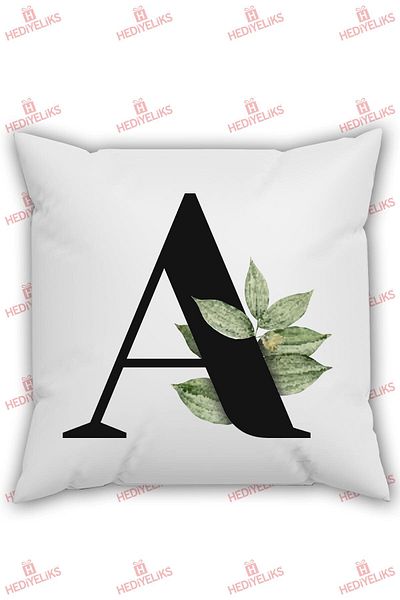 HEDİYELİKS Letter a Alphabet Themed Floral Gift Pillow