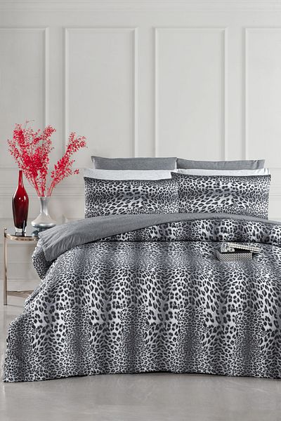 MyStory Home Set cuvertură cu cearșaf elastic - Leopard Double