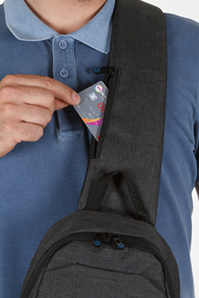 Newish Polo Men's Canvas Fabric Cross Waist and Shoulder Bag with USB Port