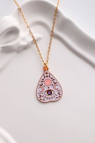 EFBUTİK Gold Color Chain Moon Star Goodbye Tarot Imported Necklace
