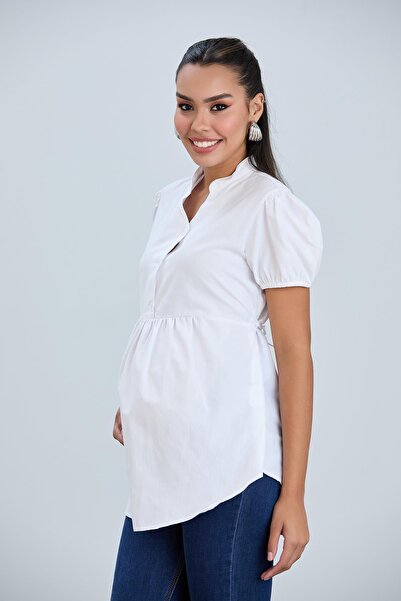 Işşıl Işşil B032-Watermelon Sleeve Breastfeeding Cotton Shirt