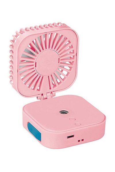 Generic Portable Cool Mist Humidifier With USB Rechargeable Travel Fan And Colorful Nightlight Pink