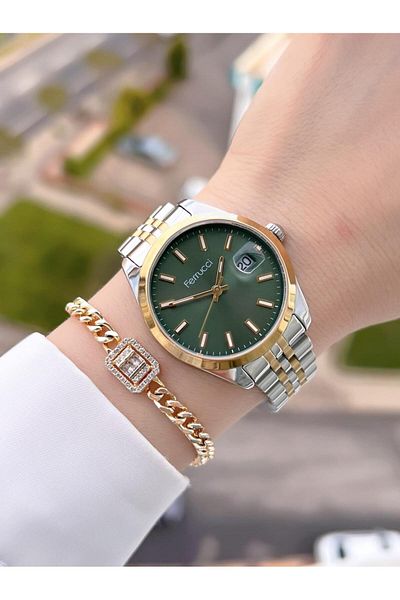 Ferrucci 2 Year Warranty Steel Cord Takvinli Waterproof Women Wrist Watch Bfc.03298.07