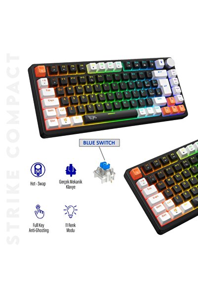 gameagle Strike Compact MK-82X2BAB Mekanik Işıklı Oyuncu Klavye