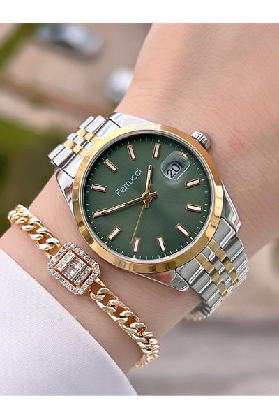 Ferrucci 2 Year Warranty Steel Cord Takvinli Waterproof Women Wrist Watch Bfc.03298.07