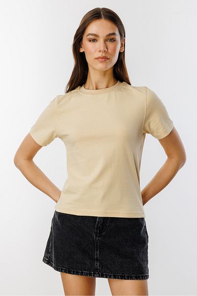 GENIUS STORE Tricou de damă cu mânecă scurtă din bumbac organic Tricou crop cu decolteu triplu FEME-T-SHIRT