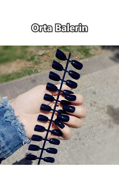 Easy Beauty 24 Adet Renkli Balerin Takma Tırnak Orta Uzun 3 Alana Yapıştırıcı...