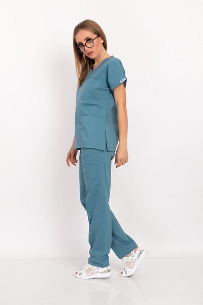 Nur Medikal Giyim Unisex Femei Bărbați Cool Petrol Blue Lycra Doctor Nurse Hospital Scrubs Uniforme Kit