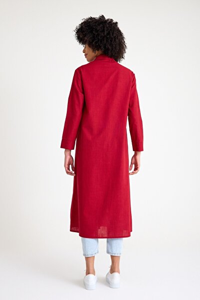 QANU Pocketed Linen Shirt Burgundy