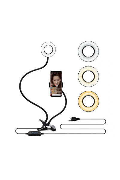 Microcase 3 Işık Modlu Masaüstü Ring Light Telefon Tutuculu Işık USB Girişli ...