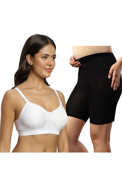 Tummy Combo Pack of Padded Bra and High Waist Maternity Shorts